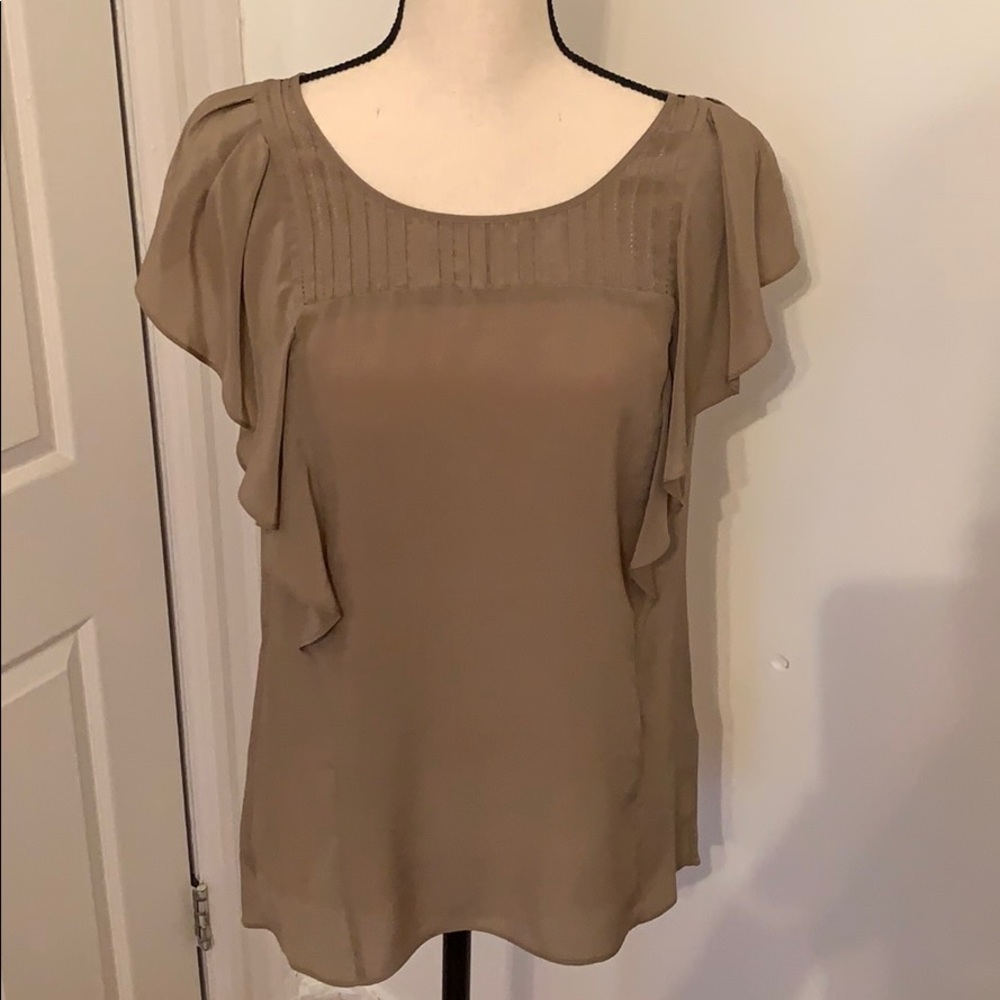 Banana Republic taupe silk blouse
